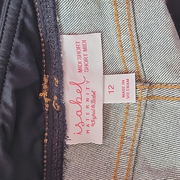 Isabel Maternity by Ingrid & Isabel Over Belly Midi Maternity Jean Shorts. - Picture 5 of 5